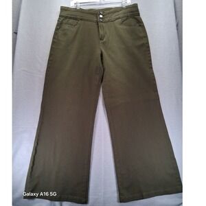 Roswear Women's Wide Leg Jeans, High- Waisted, Green Size XL